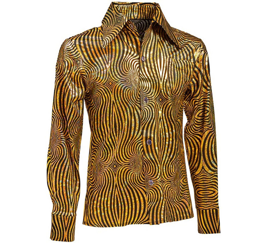 Translation missing: de.Camisa Disco Años 70 dorada para hombre