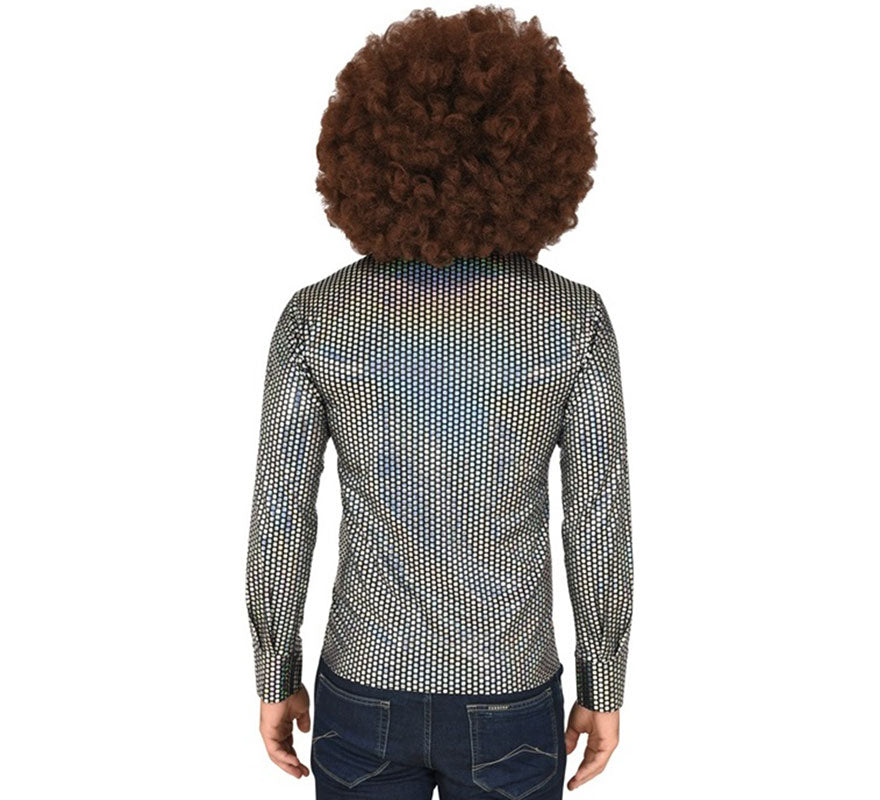 Translation missing: de.Camisa Disco Años 70 plateada para hombre