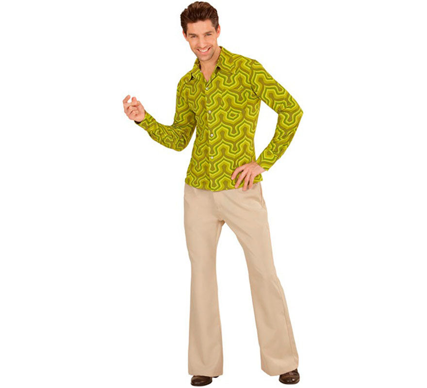Translation missing: de.Camisa Disco Años 70 verde para hombre