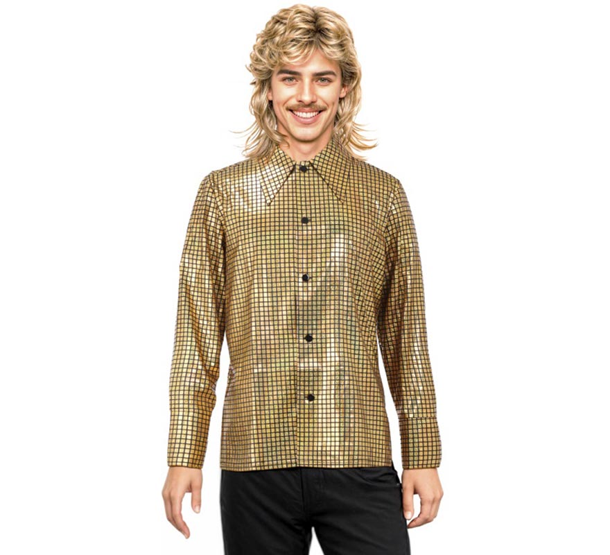 Translation missing: de.Camisa Disco Bling dorada para hombre