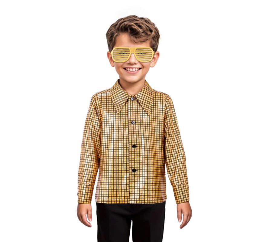 Translation missing: de.Camisa Disco Bling dorada para niño