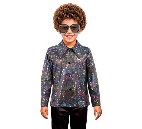 Camisa Disco Bling negro con estrellas para niño