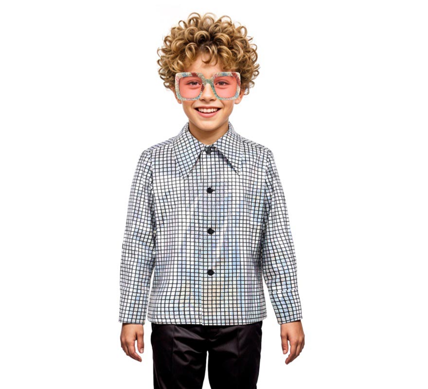 Translation missing: de.Camisa Disco Bling plateado para niño