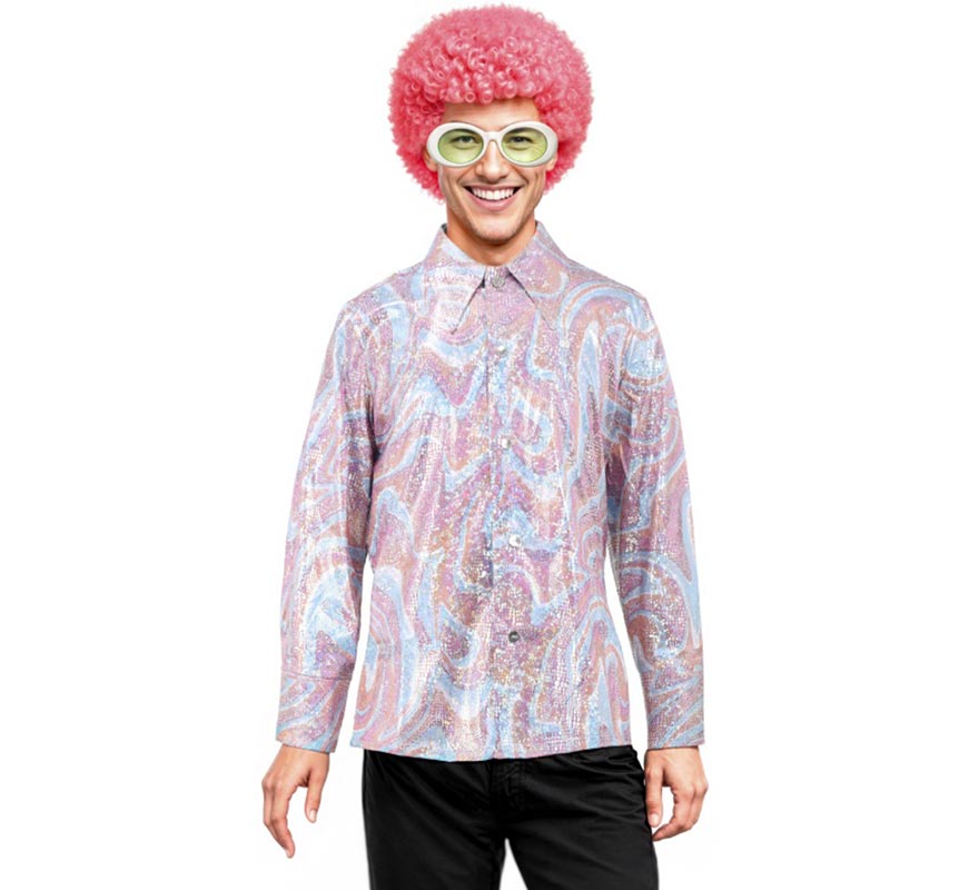 Translation missing: de.Camisa Disco Bling Psicodélico rosa para hombre