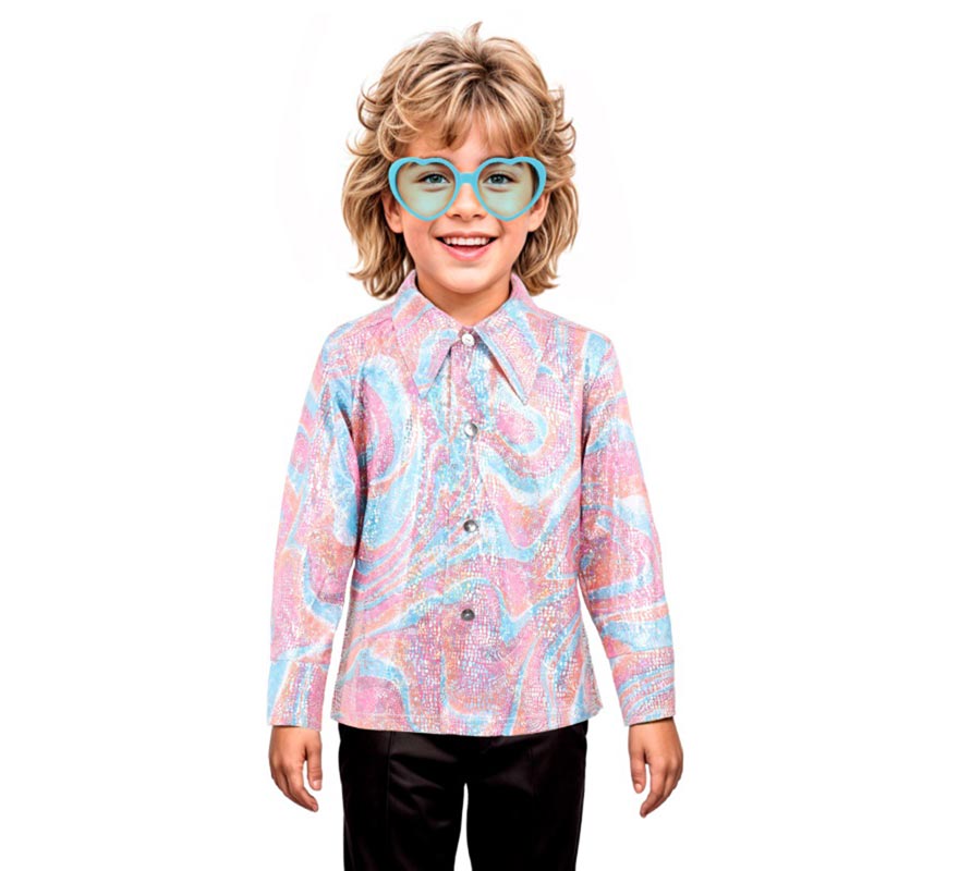 Translation missing: de.Camisa Disco Bling Psicodélico rosa para niño