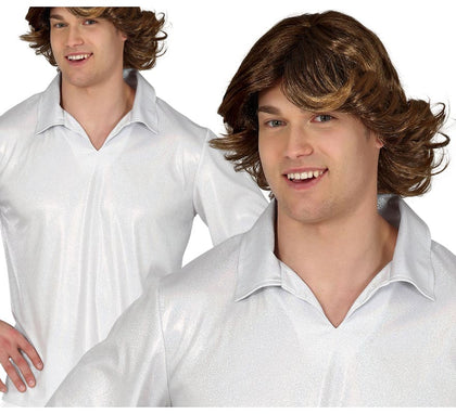 Camisa Disco Plateada para Hombre