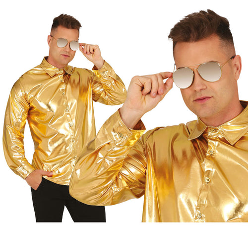 Camisa dorada brillante adulto