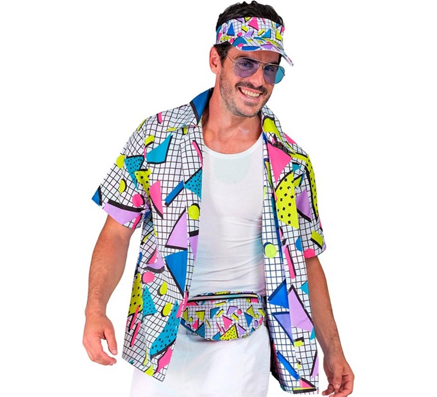 Translation missing: de.Camisa Estampada Años 80 blanca para adultos