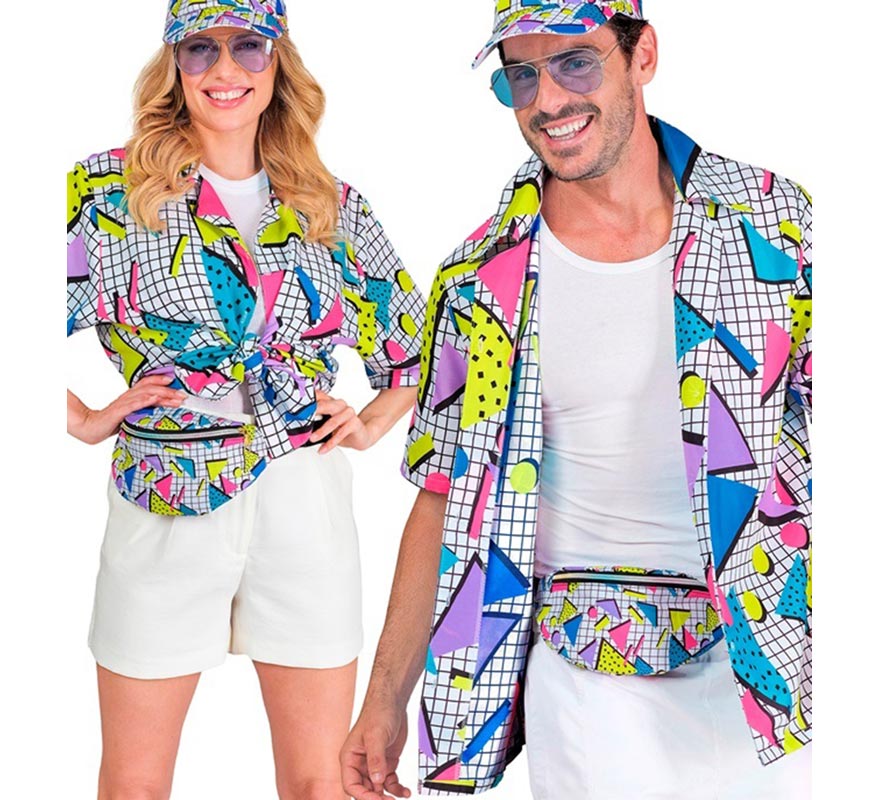 Translation missing: de.Camisa Estampada Años 80 blanca para adultos