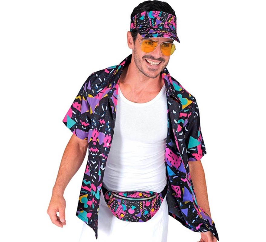 Camisa Estampada Años 80 negra para adultos