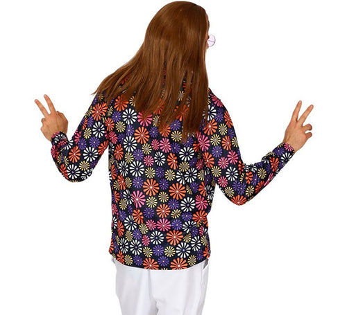 Camisa Estampada de Hippie de los Años 70 con Flores para hombre