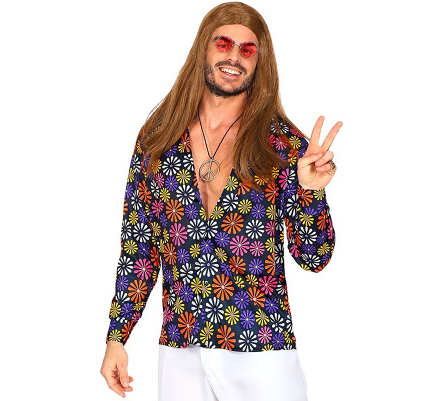 Translation missing: de.Camisa Estampada de Hippie de los Años 70 con Flores para hombre