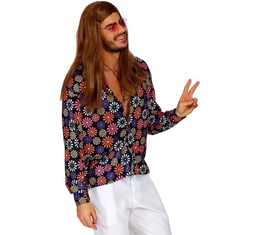 Translation missing: de.Camisa Estampada de Hippie de los Años 70 con Flores para hombre