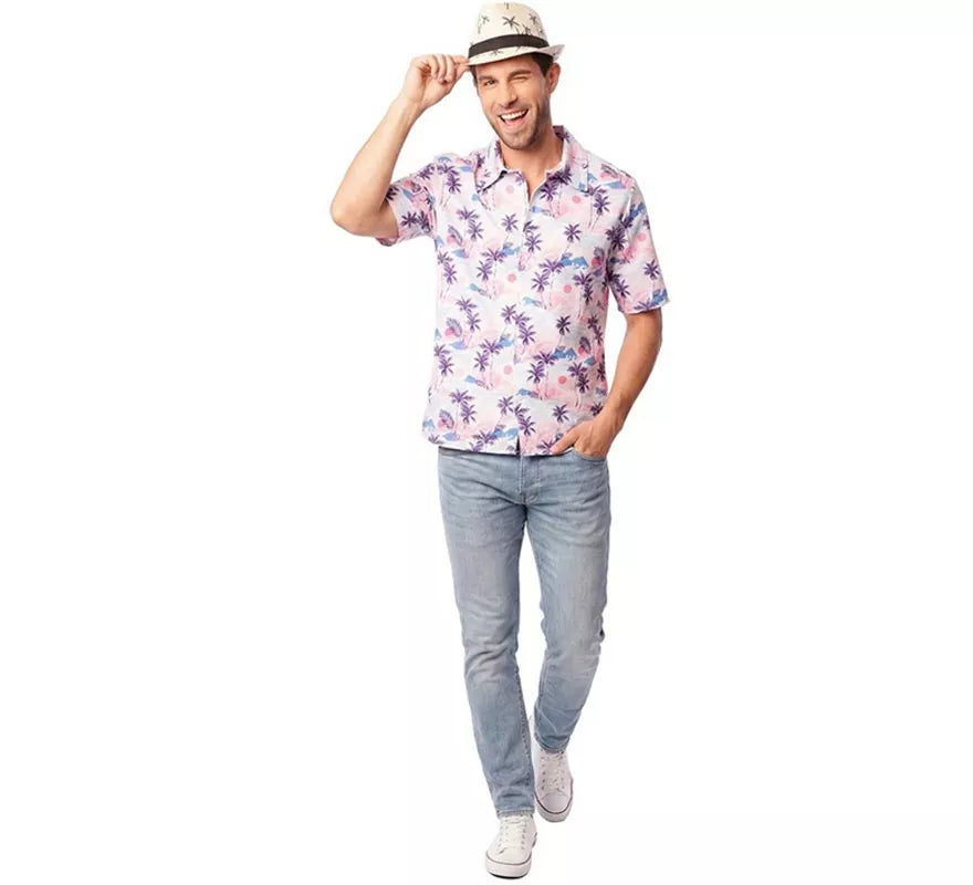 Translation missing: de.Camisa Hawaiana estampado morado adulto