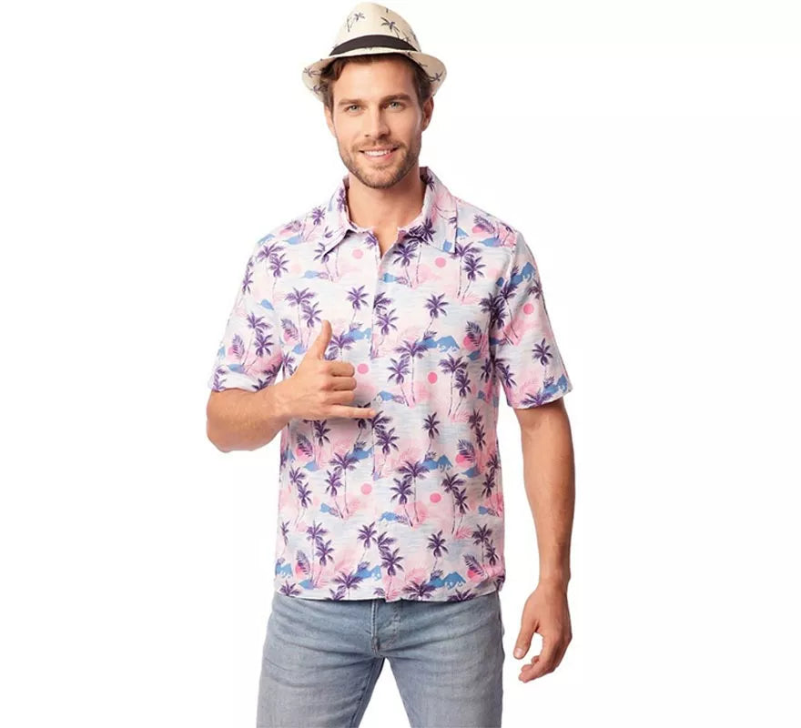 Translation missing: de.Camisa Hawaiana estampado morado adulto