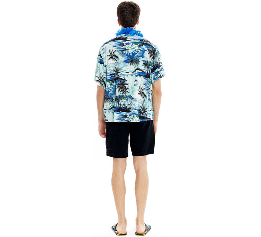 Translation missing: de.Camisa Hawaiana Palmeras azul para hombre