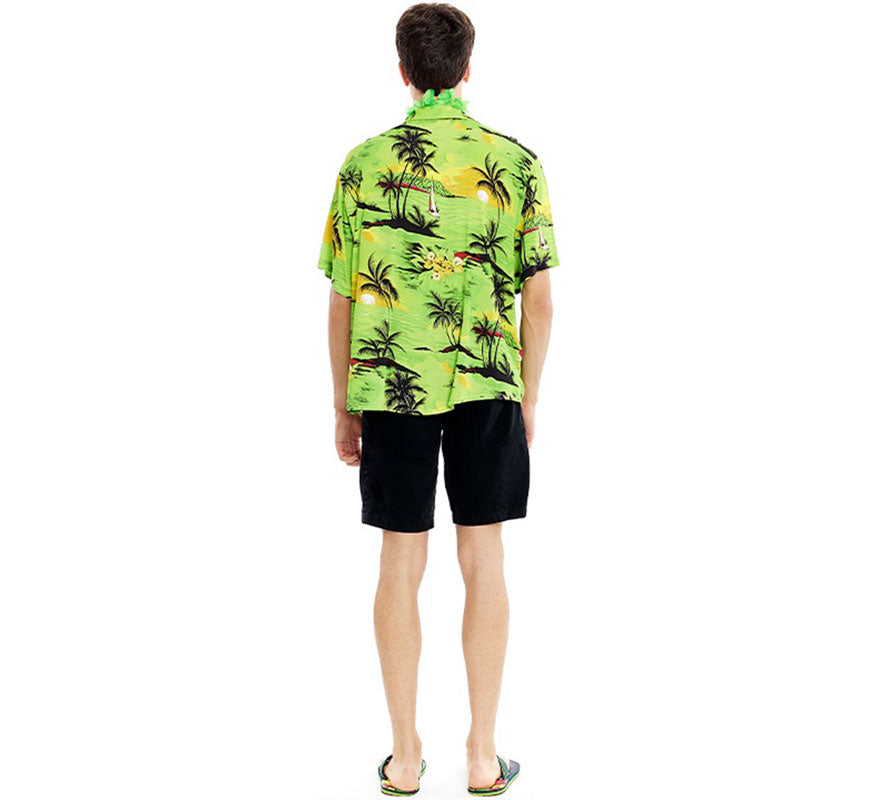 Camisa Hawaiana Palmeras verde para hombre