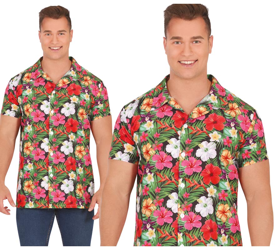 Translation missing: de.Camisa Hawaii con estampado de Flores adulto