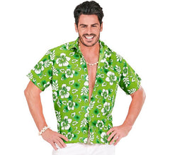 Grünes Hawaii-Kurzarmhemd mit Blumenmuster für Herren