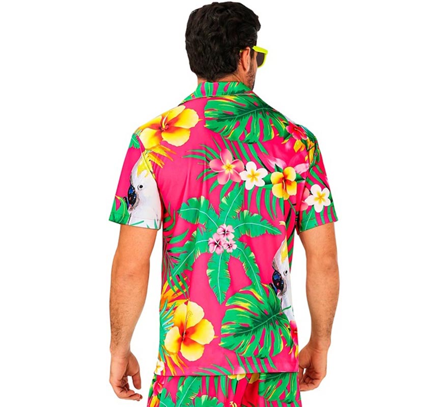 Camisa manga corta Hawaiana Estampado Cacatúa para hombre