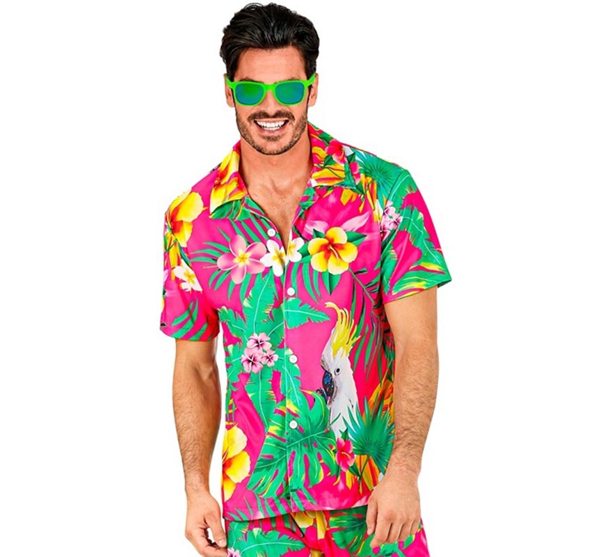 Translation missing: de.Camisa manga corta Hawaiana Estampado Cacatúa para hombre