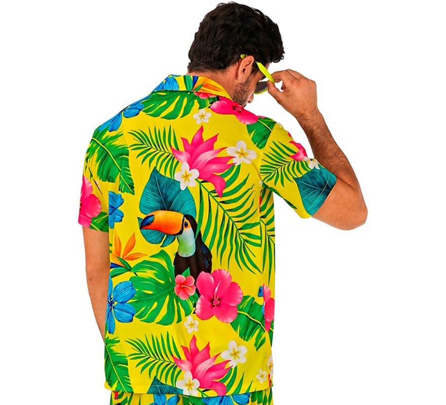 Camisa manga corta Hawaiana Estampado Tucán para hombre