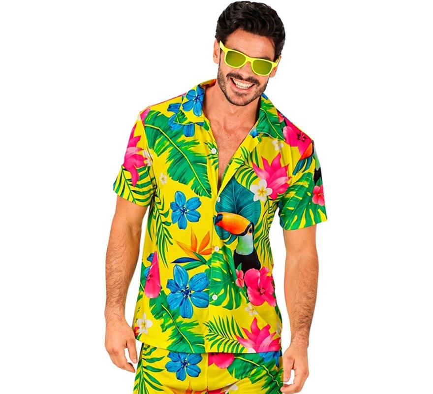 Translation missing: de.Camisa manga corta Hawaiana Estampado Tucán para hombre