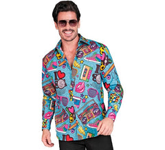 Langarmhemd im 80er-Jahre-Retro-Print für Herren