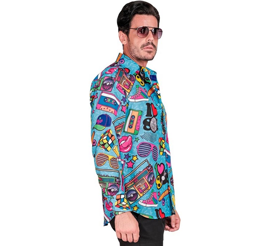 Translation missing: de.Camisa manga larga Años 80 Estampado Retro para hombre