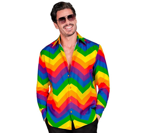 Camisa manga larga Arcoíris Años 80 para hombre