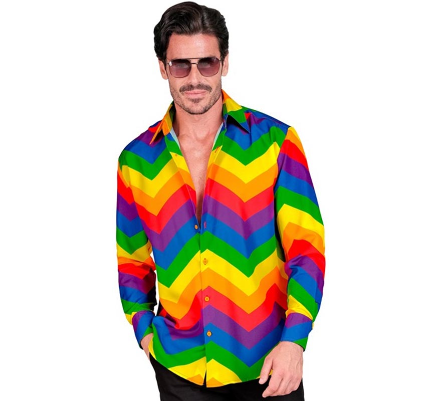 Translation missing: de.Camisa manga larga Arcoíris Años 80 para hombre