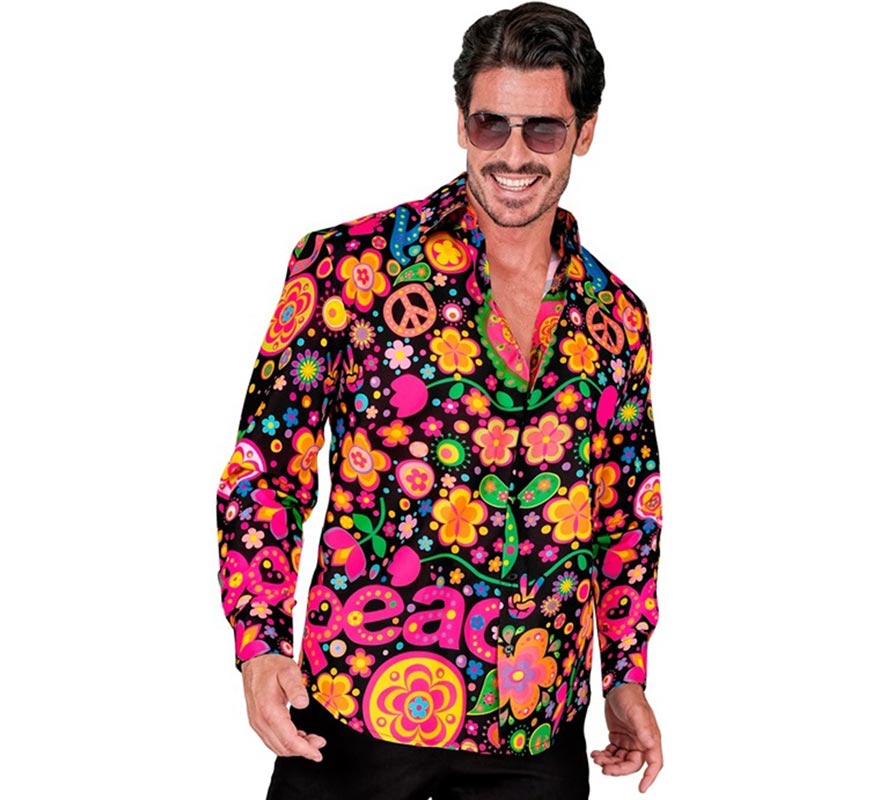 Camisa manga larga con Estampado Hippie para hombre