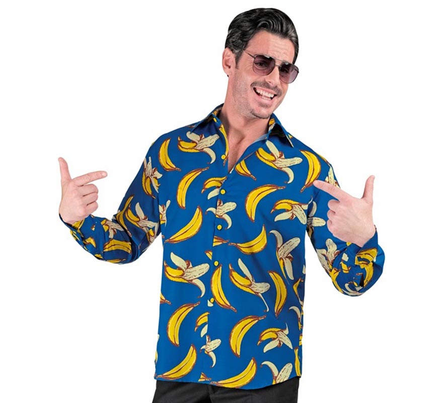 Translation missing: de.Camisa manga larga con Estampado Plátanos para hombre