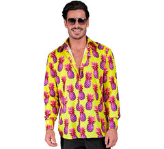 Langarmhemd mit neonfarbenem Ananas-Print für Herren