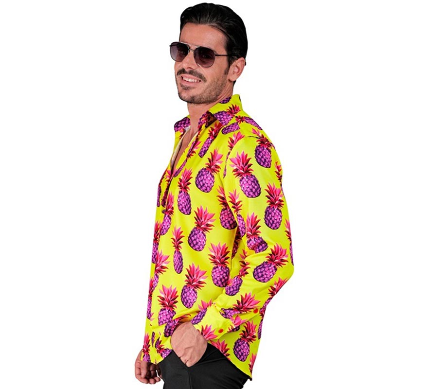 Translation missing: de.Camisa manga larga Estampada Piñas neón para hombre