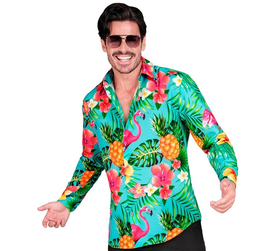 Translation missing: de.Camisa manga larga Hawaiana Estampado Tropical para hombre