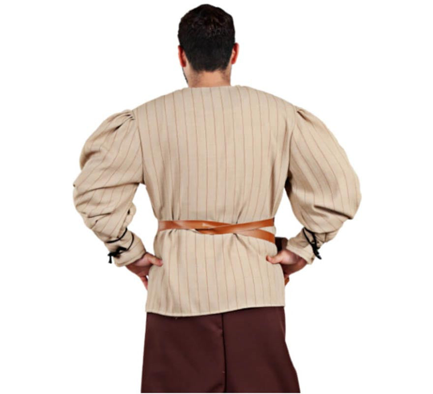 Camisa Medieval beige a Rayas para hombre