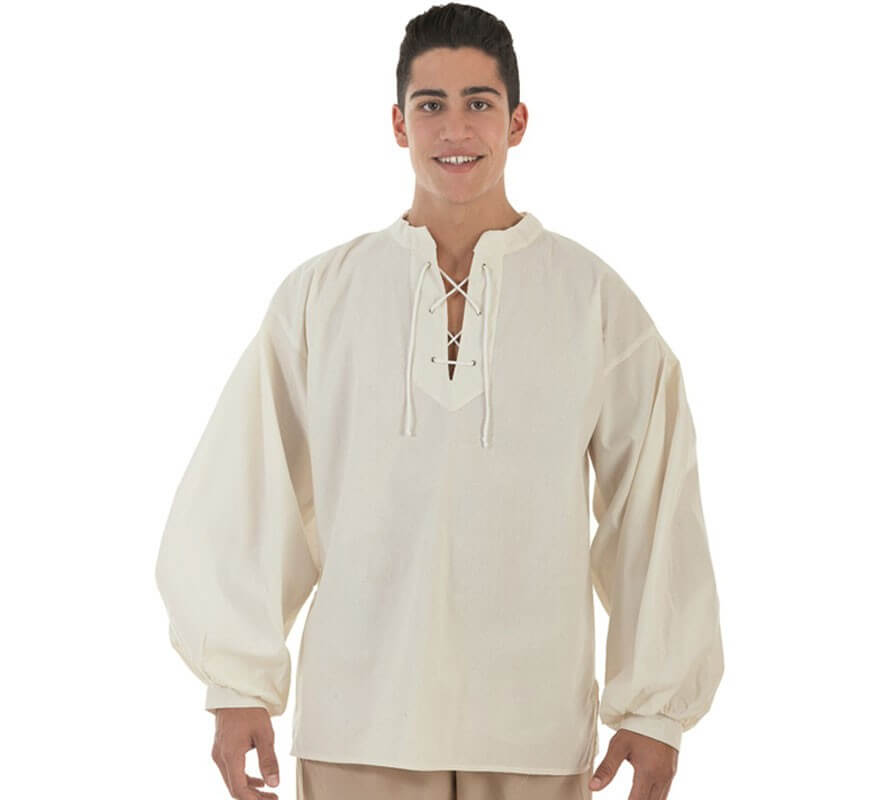 Translation missing: de.Camisa Medieval Beige para hombre