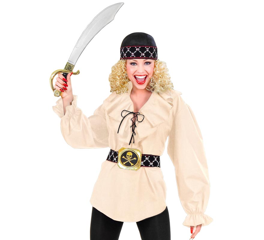 Camisa Medieval Renacentista beige para mujer