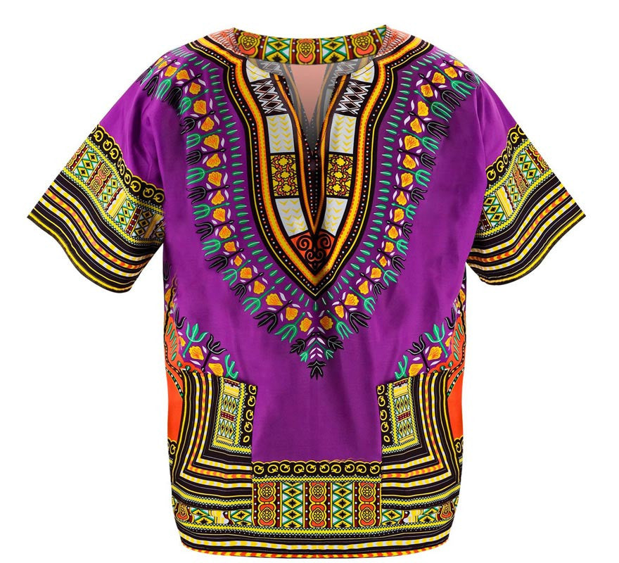 Camisa o Dashiki Africana púrpura para hombre