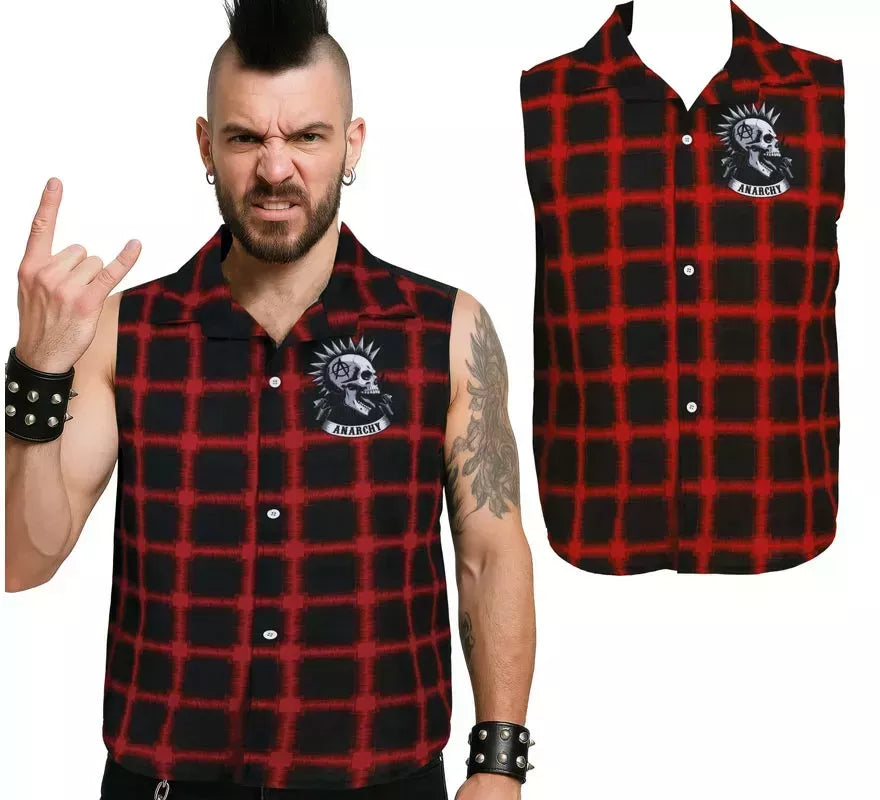 Camisa Punk a cuadros para hombre