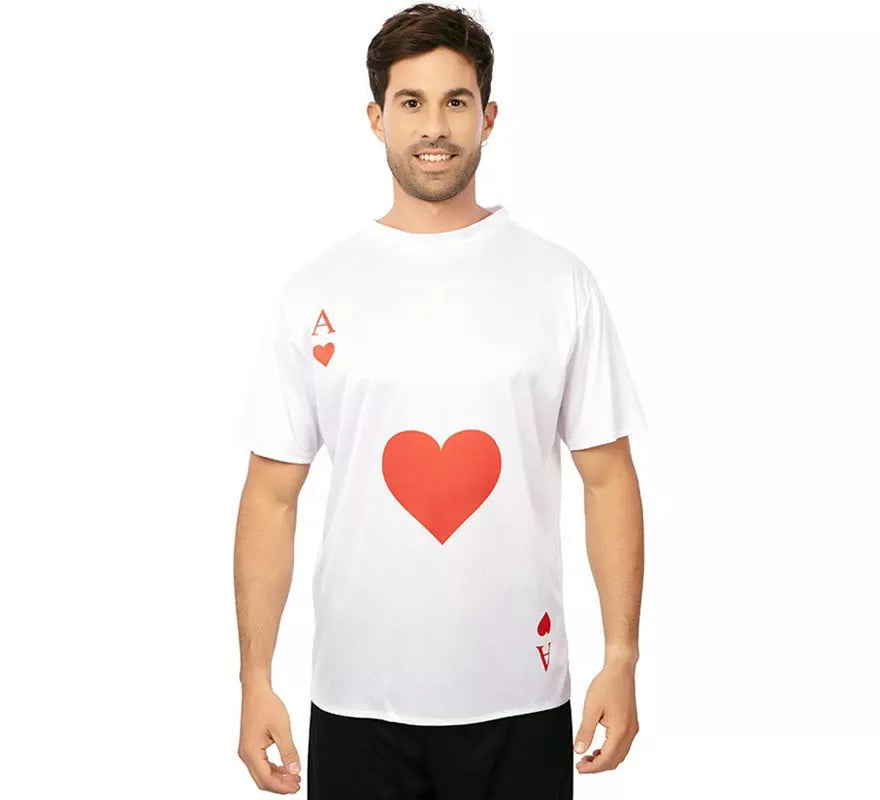 Translation missing: de.Camiseta blanca As de Corazones adulto
