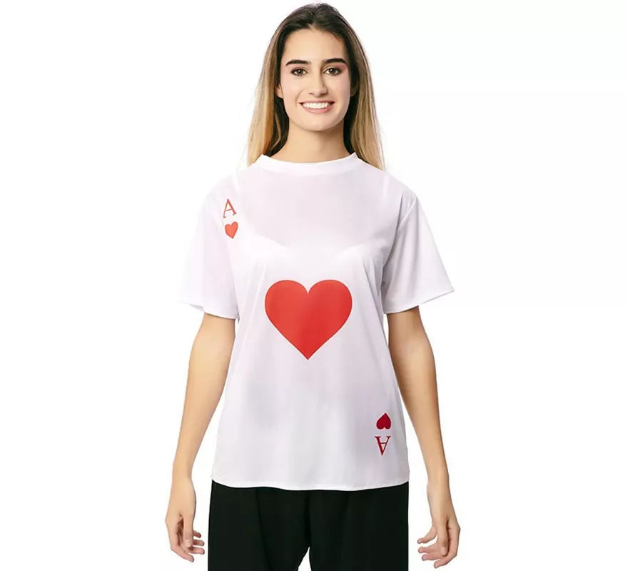 Translation missing: de.Camiseta blanca As de Corazones adulto