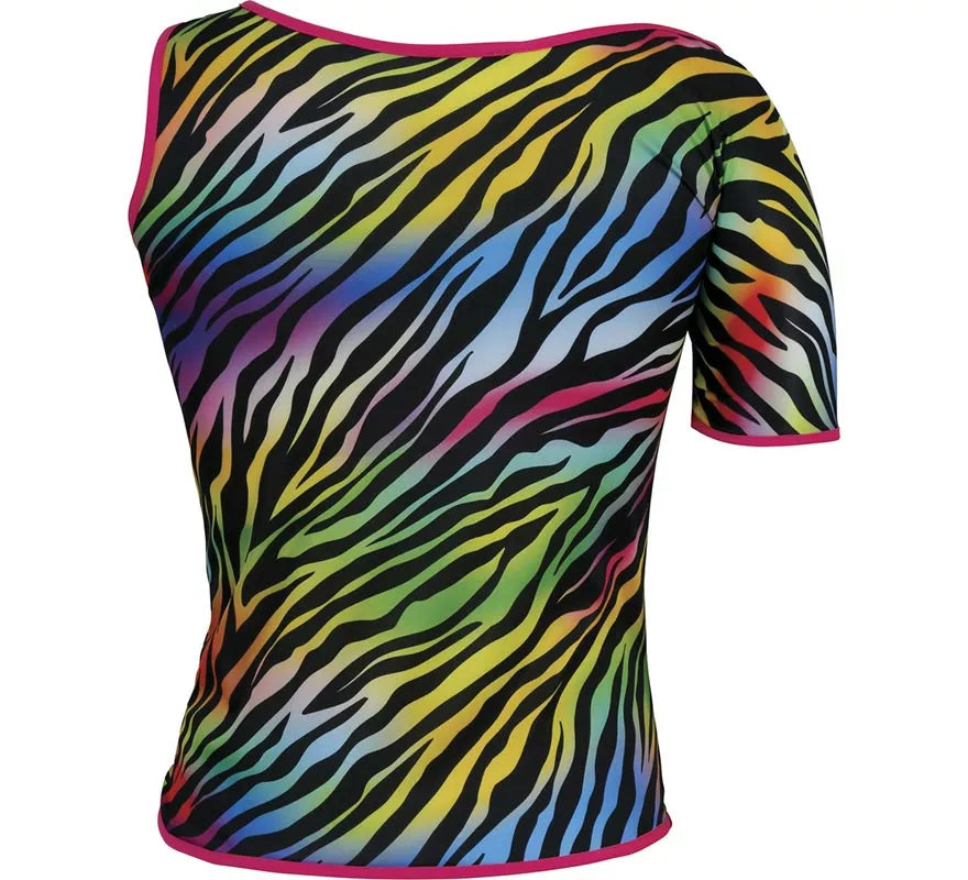 Camiseta Cebra multicolor Años 80 para mujer