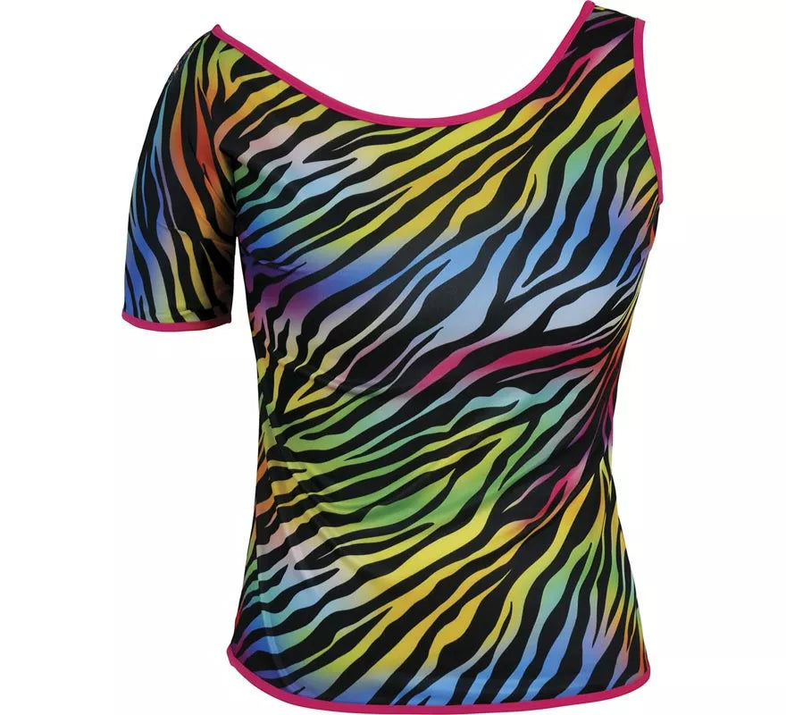 Translation missing: de.Camiseta Cebra multicolor Años 80 para mujer