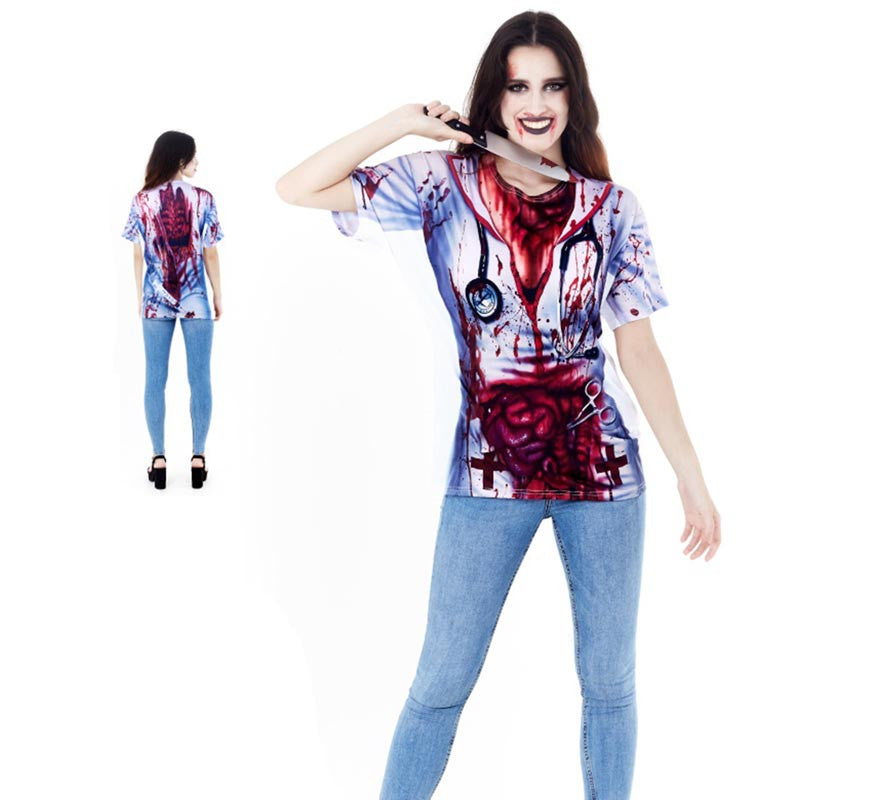 Translation missing: de.Camiseta con estampado doctor asesino Halloween para mujer