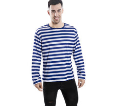 T-Shirt mit blauen und weißen Streifen für Erwachsene