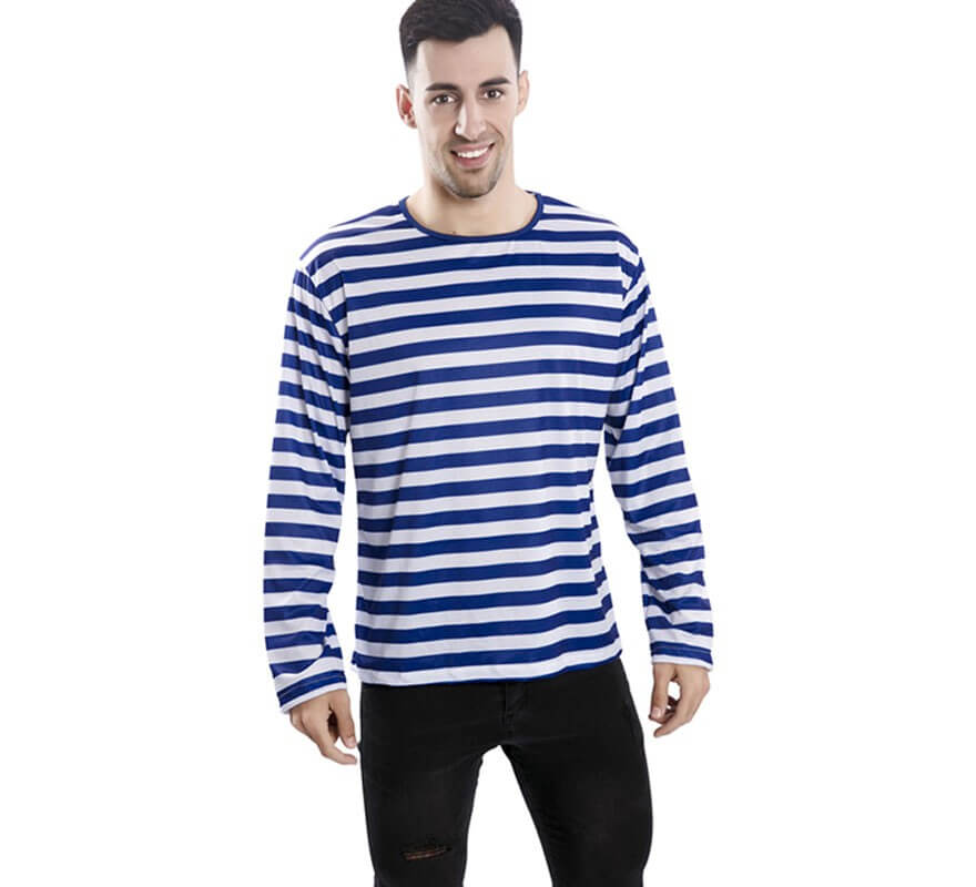 Translation missing: de.Camiseta con rayas azules y blancas para adultos