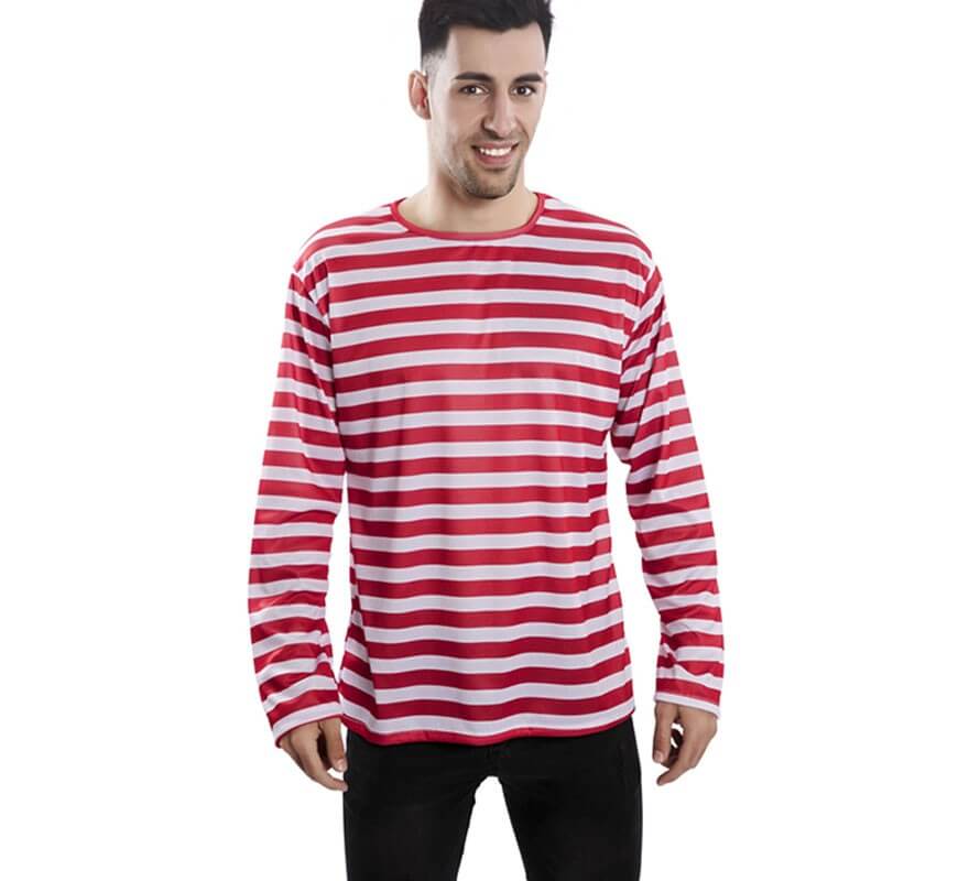 Translation missing: de.Camiseta con rayas rojas y blancas para adultos