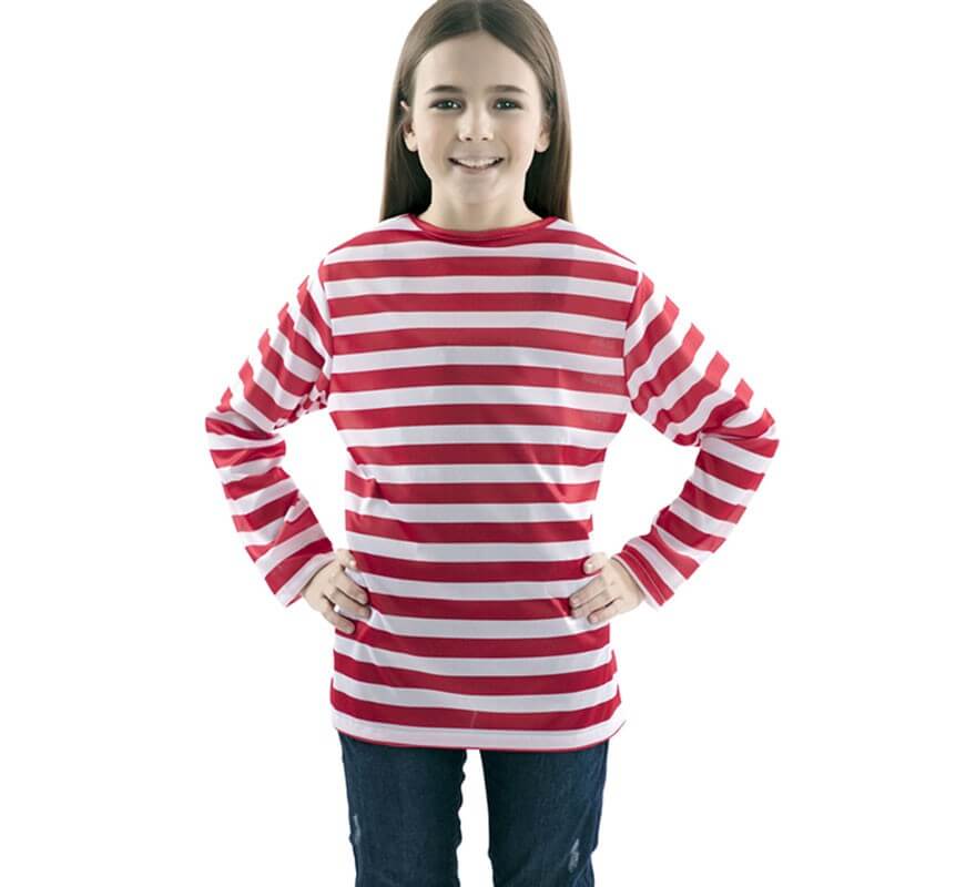 Translation missing: de.Camiseta con rayas rojas y blancas para niños
